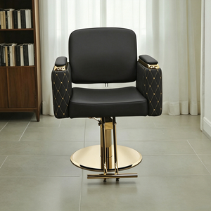 Fauteuil de Barbier de Luxe Doré Personnalisable en Cuir, Équipement de Beauté, Chaise de Coiffeur avec Logo Personnalisé, Chaise de Salon de Coiffure pour Barbier - Product Image 5