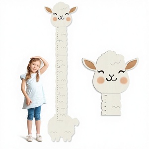 Tableau de croissance personnalisé en bois pour enfants avec motif alpaga, pour garçons et filles, décoration de <span class=keywords><strong>chambre</strong></span> d'enfant, tableau mural léger - Product Image 1