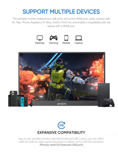 Arzopa a1t cảm ứng 15.6 inch kép ba điện thoại di động USB Loại C máy tính máy tính xách tay màn hình cảm ứng LED hiển thị di động IPS màn hình - Product Image 6