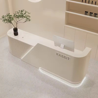 Comptoir de caisse, salon de beauté, salon de coiffure, comptoir de bar, réception minimaliste moderne, hôtel, hôpital, bureau de réception, lumière LED, bois MDF
