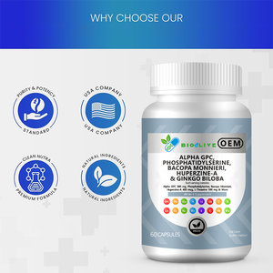 OEM アルファ GPC & ホスファチジルセリン ブレインカプセル |   60カプセル入り脳機能改善サプリメント - Product Image 5