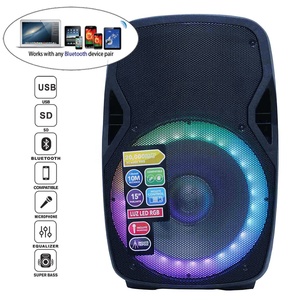 15 "1000W Audio professionale alimentato Karaoke TWS altoparlante festa illuminazione a LED + supporto + microfono-batteria Mic Bocina Parlante - Product Image 2