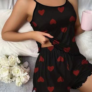 Bộ đồ ngủ lụa sữa nữ in hình nơ, áo vest mềm mại và quần đùi, đồ ngủ dễ thương cho bé gái - Product Image 5