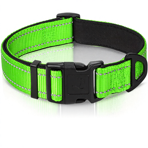 Collier pour <span class=keywords><strong>chien</strong></span> réfléchissant solide en néoprène rembourré avec anneau en D en métal réglable en nylon pour chiens de taille moyenne Utilisation en extérieur - Product Image 1