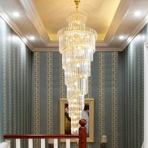 Lustre sur mesure grand et long personnalisé pour villa, escalier, décoration de restaurant, luminaire suspendu - Product Image 2