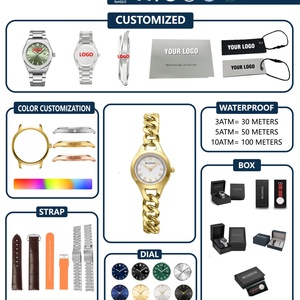 Reloj de Lujo Minimalista Personalizado para Mujer, Aleación de Oro, Movimiento de Cuarzo, Resistente al Agua 3BAR, Cierre Plegable, Fábrica China - Product Image 4