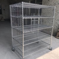 Chariot de chargement industriel robuste de 48x36x40in à côtés maillés Roues à 360 ° Système de tri d'entrepôt Étagères de rangement en fil métallique Unités