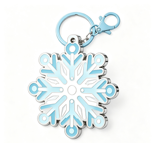 Blue Enamel Snowflake Metal Key Chain Holiday <b>Keyring</b> Winter Hanging Decoration - Product Image 3