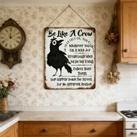 Décoration murale rustique en fer forgé avec corbeau, pour salle de classe et bureau, cadeau motivant, cadeau d'anniversaire, cadeau de mariage, panneau amusant avec corbeau, pour les amateurs de corbeaux