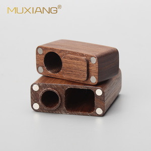 Muxiang Solid Wood Cigarette Box Black Walnut Rectangular Handmade Dugout Case For Export - Product Image 3