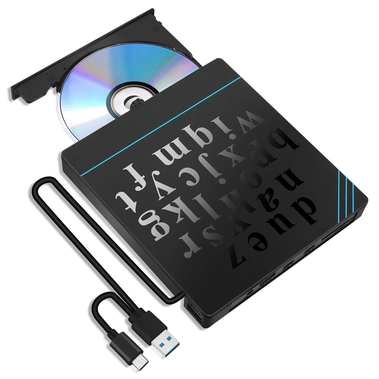 Pemutar DVD portabel, 7 IN 1 USB 3.0 Ultra-ramping Disk Drive eksternal optik eksternal DVD Burner penulis untuk Laptop