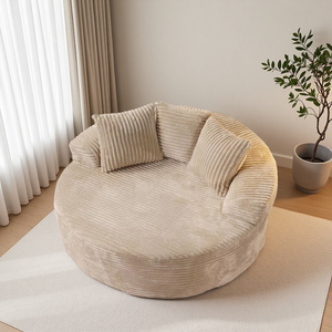 كرسي أريكة مستدير فردي من الإسفنج النقي بدون إطار للغرفة المعيشية، كرسي بمقعد واحد مضغوط للمساحات الصغيرة - Product Image 4