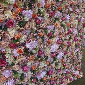 Professional 8ft X 8ft Custom High-end Wedding Ceremony Rose Silk <b>Artificial</b> Flower Wall 3D Roll up Flower Wall Backdrop - Product Image 6
