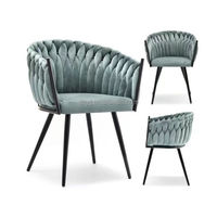 Ensemble de 2 chaises de salle à manger en velours rose doux avec base en bois et métal pour la maison, le bureau ou l'hôtel, pour table de salle à manger