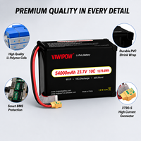 Baterai Drone OEM Viwipow 54000mAh 6S 23.7V 10C High Discharge UAV Semi-solid State dengan Konektor Khusus untuk Pertanian