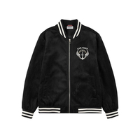 Blouson universitaire noir brodé Aigle vintage personnalisé pour homme, col montant, coupe-vent, manteau d'hiver, blouson aviateur, faible MOQ