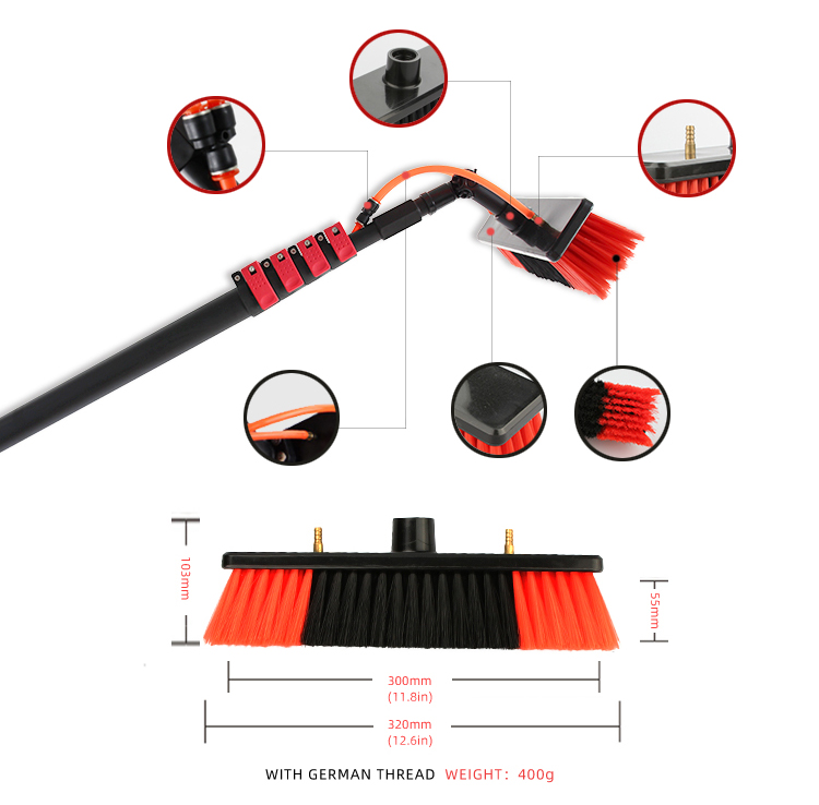 3.6/5.4/7.2/10/12 Aluminum Telescopic Solar Panel Cleaning Brush Window Cleaning