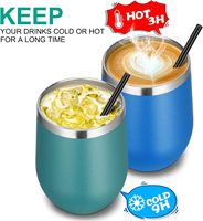 Gobelet isotherme personnalisé 12oz anti-fuite, gourde d'eau, tasses à café avec couvercles, gobelet à vin en acier inoxydable