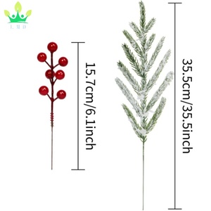 20pcs nhân tạo tuyết norfolk thông chi nhánh với 10 Berry gốc Frosted cây xanh lá cây sprigs cho Giáng sinh vòng hoa bình nhà - Product Image 2