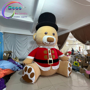Decoración de Navidad inflable lindo oso inflable de peluche marrón oso inflable gigante de Papá Noel con sombrero negro - Product Image 4