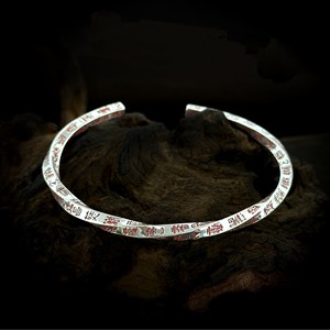 S925 Sterling <b>Silver</b> Taoist <b>Bracelet</b> Vintage Cinnabar Style Adjustable Fine <b>Bangles</b> For Men Women Jewelry - Product Image 1