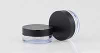 Pot à poudre libre noir avec couvercle et tamis, base transparente vide, étui à poudre de maquillage en plastique rond, emballage pour poudre visage