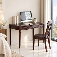 Ensemble de meubles de chambre extensible en bois massif de style mid-century pour la vente en gros (inclut lit Queen/King, armoire, coiffeuse, tabouret)