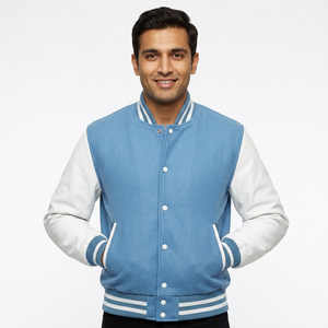 Veste de baseball varsity à manches longues personnalisée pour homme, veste unie pour homme, patchwork, haute qualité, prix de gros - Product Image 1