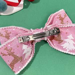 Barrettes à <span class=keywords><strong>cheveux</strong></span> faites à la main en forme de cerf <span class=keywords><strong>doré</strong></span> et nœud en cristal, collection de Noël, pour femmes, accessoires de fête élégants et raffinés - Product Image 4