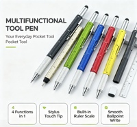 Stylo multifonction 5-en-1 avec règle, stylet et tournevis pour le bureau, l'école et les réparations, multicolore