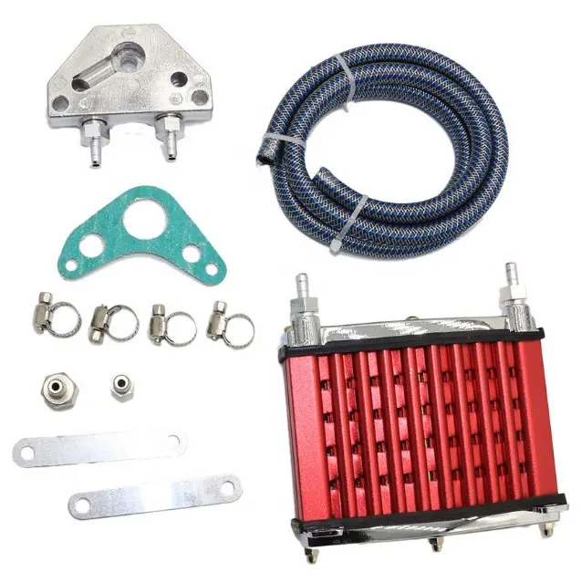 Kit universal de montagem do refrigerador de óleo, para 50cc 70cc 90cc 110cc 125cc bicicleta dirt pit radiador de resfriamento (vermelho)