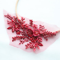 Paillettes 3D multicolores Perlées Broderie Dentelle Fleurs 100% Polyester DIY Coiffe Vêtements Patch