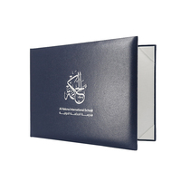 Feuille d'argent estampage Logo Grain cuir Graduation diplôme dossier certificat couverture avec doublure colorée gravure