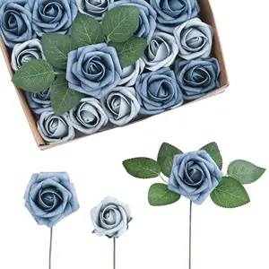 Peças para mesas de casamento, rosas artificiais simuladas, atacado, flores de espuma de sabão azul marinho