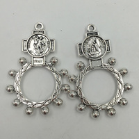 32x48mm St. Michael Catholique Métal Chapelet Vintage Anneau pour Payer