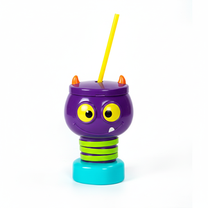 Gran oferta, botella de agua de grado alimenticio de plástico PP personalizada, figura de Animal 3D de dibujos animados, taza de bebida con correas para niños - Product Image 2