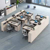 EKL Chaise confortable Poste de travail en forme de L pour 6 personnes Cabines de bureau pour l'école