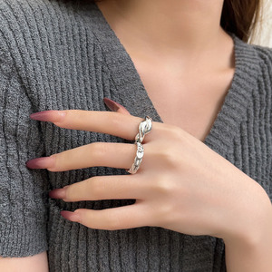 Silver Ruitai S925 Sterling Silver Korean Style Fish Scale <b>Ring</b> <b>Open</b> Design Women's Everyday Wear Jewelry - Product Image 1