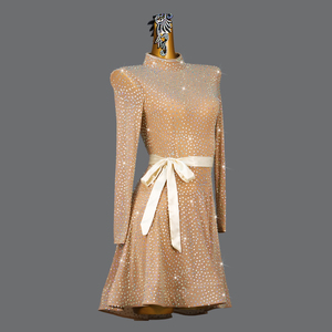 Robe de <span class=keywords><strong>danse</strong></span> latine pour femmes avec strass, manches longues, costume de <span class=keywords><strong>danse</strong></span>, robe de fête latine avec ceinture, <span class=keywords><strong>danse</strong></span> chacha <span class=keywords><strong>samba</strong></span> - Product Image 2