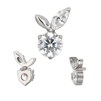 Perhiasan mode G23 anting-anting Titanium cincin hidung wortel dengan bulat CZ pusat berulir Interanlly Top Labert perhiasan tindik