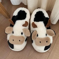 Chaussons d'hiver pour femmes Chaussons d'animaux mignons Chaussons pelucheux chauds Chaussures d'intérieur en coton antidérapant Chaussures drôles pour femmes