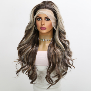 Lowest Price Ombre Ash Brown Silver Highlight 24Inches Loose Wave150%DensityTransparent Lace Russian Hair Uersatile Full <strong>LaceWig</strong> - Product Image 1