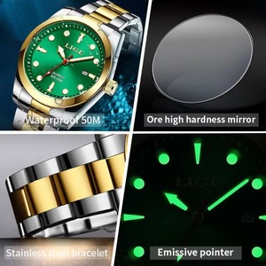 Montre-bracelet analogique de luxe pour homme, décontractée et élégante, à quartz, avec bracelet en acier inoxydable, étanche 50M, lumineuse et calendrier, vente en gros - Product Image 6