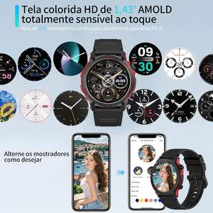 PEJE Jam Tangan Pintar AMOLED 1.43 Layar Sentuh Penuh IP68 Tahan Air Panggilan/Pemberitahuan Pengatur Waktu Olahraga Asisten Suara AI IOS/Android - Product Image 5