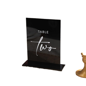 Nero personalizzato acrilico doppio lato tavolo numeri sta 1-15 Set stampato calligrafia matrimonio decorazione espositore - Product Image 1