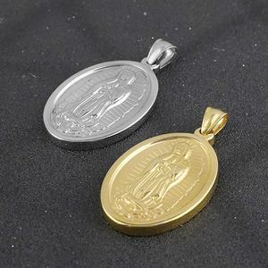 Collar de la Virgen María en Acero Inoxidable, Joyería Religiosa Cristiana, Medalla Ovalada, Colgante de la Virgen para Mujeres y Hombres - Product Image 4