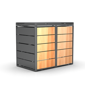 240L Standing Structure Outdoor Trash Can Easy-to-Use Vertical <strong>Garden</strong> <strong>Storage</strong> with Metal Wood Grain Door Waste <strong>Bins</strong> - Product Image 4