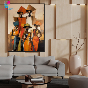 UNIART pittura etnica della famiglia tribale arte della parete stile africano opere d'arte con cornice di tela stampa arte della parete per la decorazione della casa - Product Image 4
