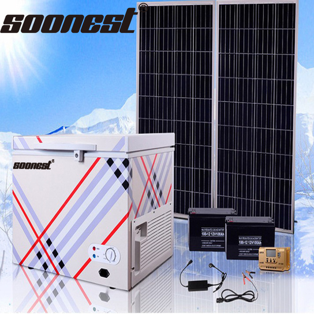 Solar Top-Freezer Upright Refrigerator Double Doors Deep Freezer Solar Battery Powered DC Compressor Cooling 50L-308L Capacity