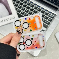 Protection d'objectif photo en verre de luxe pour iPhone 17 Pro Max et 17 Pro, avec décoration colorée en strass effet sable mouvant